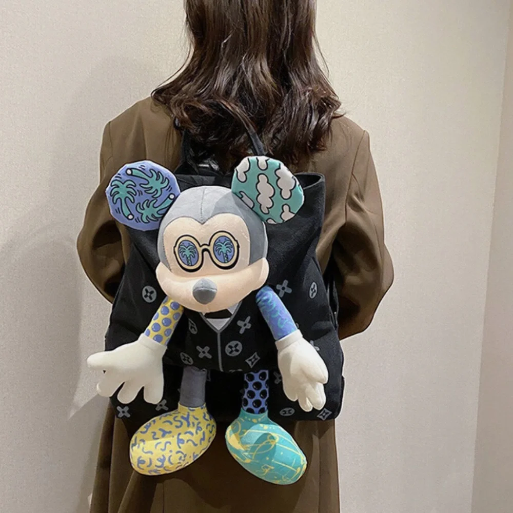 🆕 Unique Psychedelic - 3D - “Tuxedo Mickey” Mouse Plush - Black Tote - Backpack